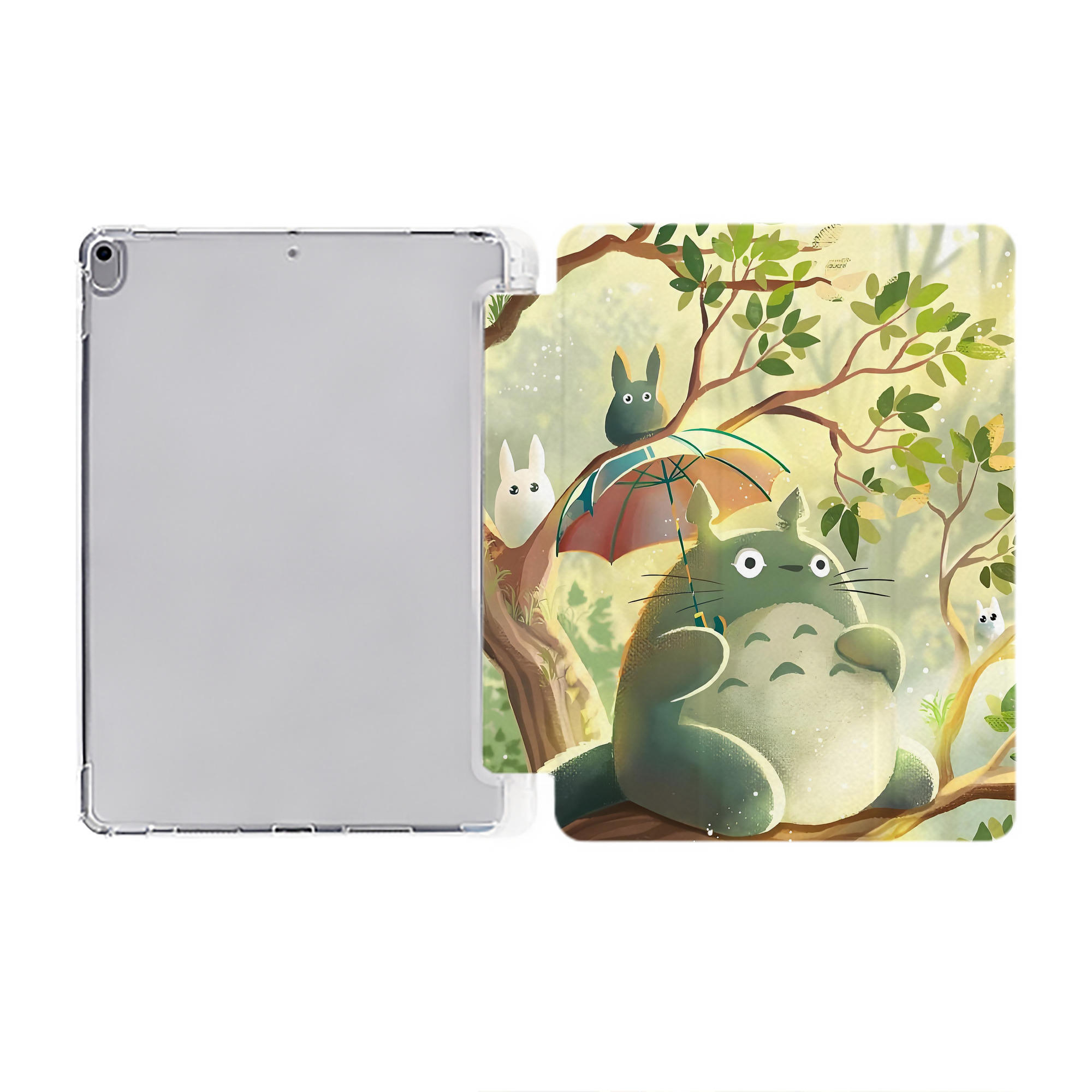 （画像用） となりのトトロ 草壁メイ 草壁サツキ My Neighbor Totoro Satsuki Kusakabe Mei Kusakabe IPad ケース ペン収納付き 三つ折りスタンド PUレザー×シリコン 対応機種9.5/10.5/10.9インチ